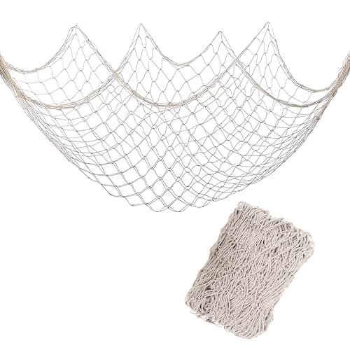 Bilipala Fishing Net Decor,Fishing Net, Wall Hangings Decor,Mediterranean Style Photographing Decoration, Creamy White