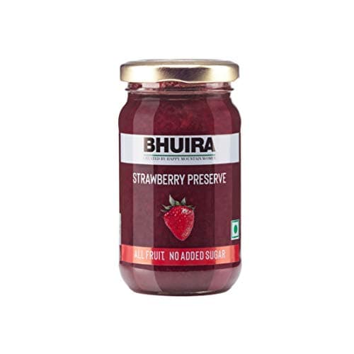 Bhuira Strawberry Preserve - 240g | All Natural No Added Sugar Preservatives Artificial Colors | Handmade Himachal Vegetarian Fruit Spread | Breakfast Toast Dessert | Healthy Snack | Guilt-Free