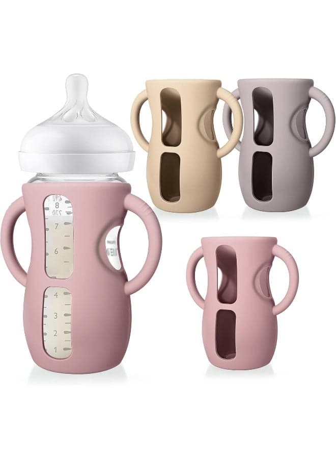 Juome Silicone Sleeves with Handles for Avent Natural Glass Baby Bottles - 3 Pack
