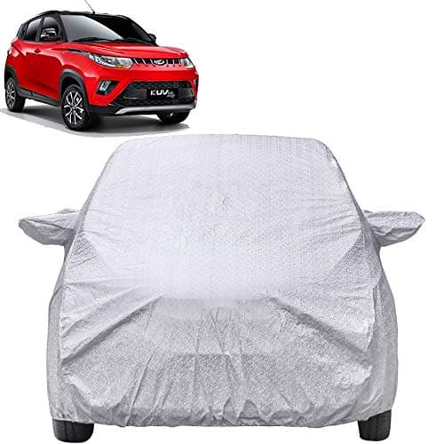 The Autostory Waterproof Car Body Cover Compatible with Mahindra KUV100 with Mirror Pockets (Shinning Silver)