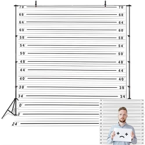 KUKUSOUL 5x7ft Mugshot Backdrop Police Lineup Height Charts Photo Props Mugshot Photography Background Halloween Decoration Photo Booth Studio Props KU477