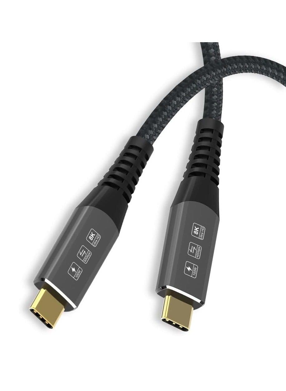 USB4 Cable Compatible with Thunderbolt 4, 8K 5K USB-C Cable 8K@60Hz 5K/4K 60Hz Video 40Gbps Data Transmissions Rate 20V 5A 100W Power Delivery 3in1 USB-C Cable External SSD eGPU (1Meter)