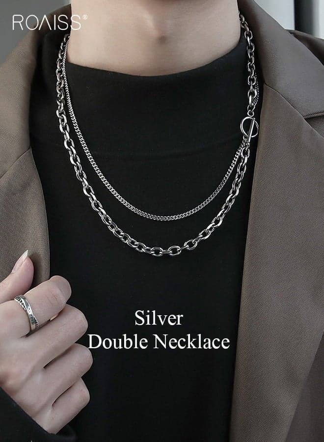 Men Double-strand Necklace, Simple Stylish Jewelry for Men, Exquisite Groom Accessories, Stacking Chain Necklace, Perfect for Daily Wear, Weddings or Any Occasion, Ideal Gift for Men