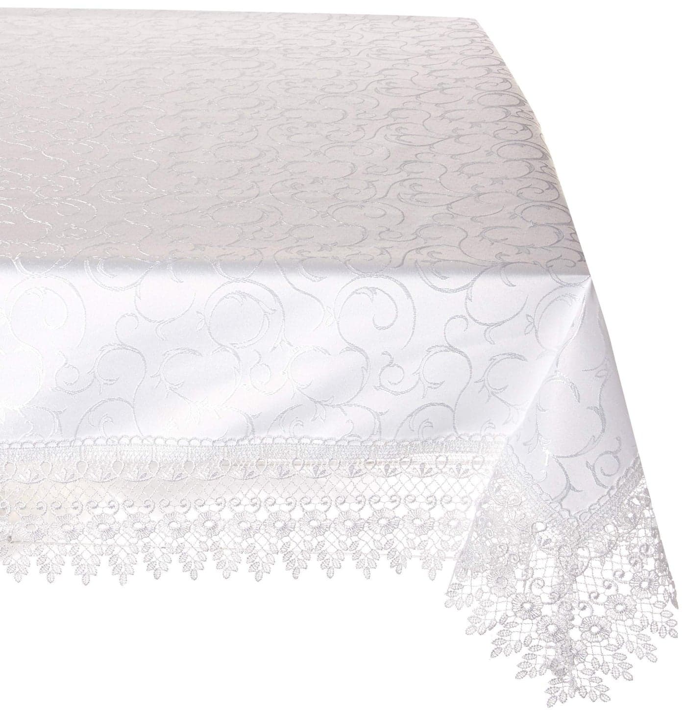 HomeCrate Flower Bow tablecloths 70 in x 120 in White