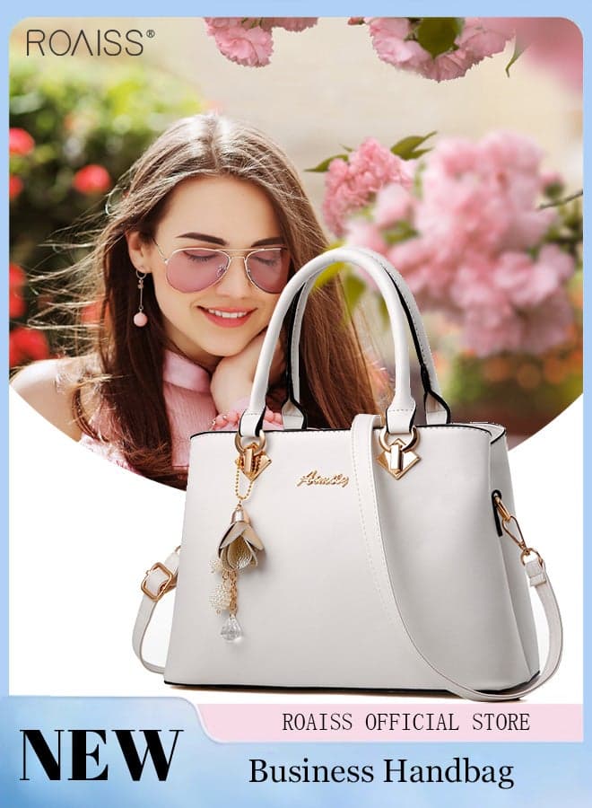 Women Stylish Handbag with Top Handle and Exquisite Pendant, Large Capacity Shoulder Bag with Adjustable Strap and Zipper Closure, Elegant Chic Crossbody Bag for Ladies, Ideal for Dating, Shopping and Everyday Use