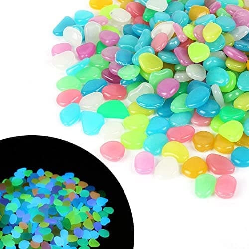ARK STONE 100 PCS (200gms) Glow in The Dark Pebbles Stones for Indoor and Outdoor Walkways Garden Driveway Large Bag Powered by Light, Luminous Stones (MIXED COLOUR, 1Pack)