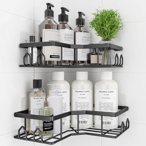 QHMCHLDZ Adhesive Shower Caddy 2 Pack Corner Bath Organizer Rustproof Stainless Steel Shower Shelves with Large Capacity No Drilling Shelves for Bathroom Storage Home Kitchen Dcor