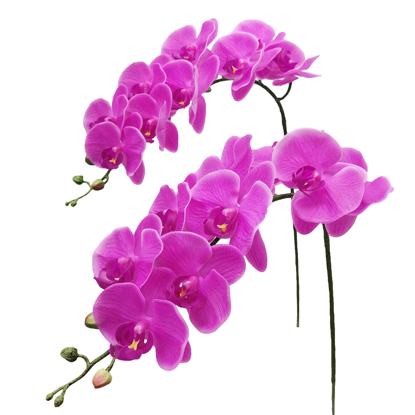 Fnize Artificial Orchid Stems Real Touch Latex Phalaenopsis Branches Faux Cymbidium Flowers 9 Large Petals 38 Inches 2pcs Rose red