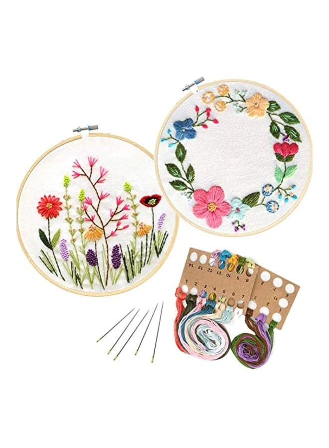 2-Piece Embroidery Starter Kit Green/White/Pink