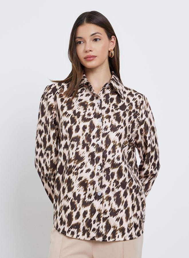 Styli Women Animal Print Long Sleeve Shirt
