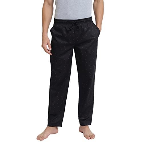 Van Heusen Men Athleisure Allover Print Pyjamas - 100% Combed Cotton - Drawstring Waist, Ultra Soft_50082_APP13_M, Black, Medium