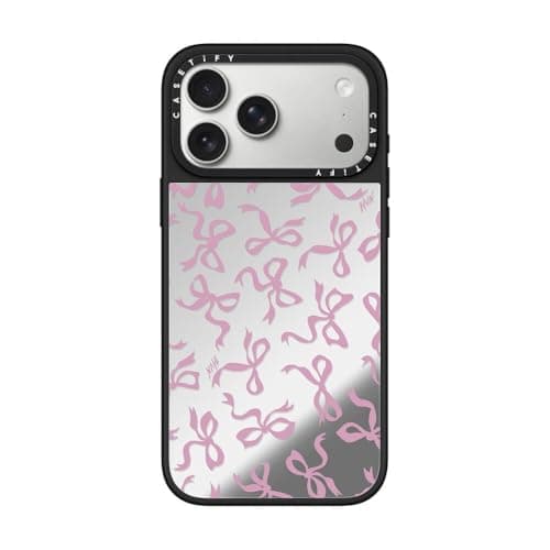 CASETiFY Mirror iPhone 17 Pro Max Case ReflectiveCompatible with Magsafe 49 ft 1X Military Grade Drop Protection Bows Silver On Black
