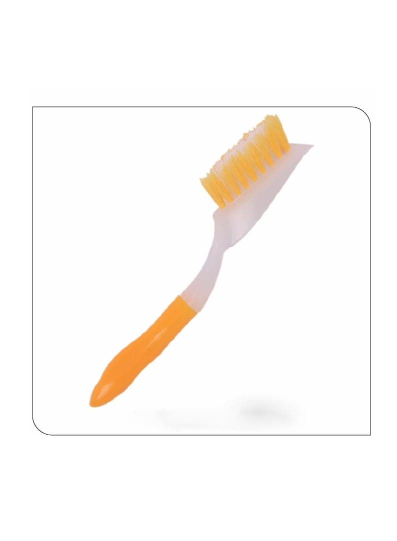 Plastic Brush with Non-Slip Handle, Scrub for Dish, Pans, Pots, Kitchen Sink Cleaning (Yellow & White)