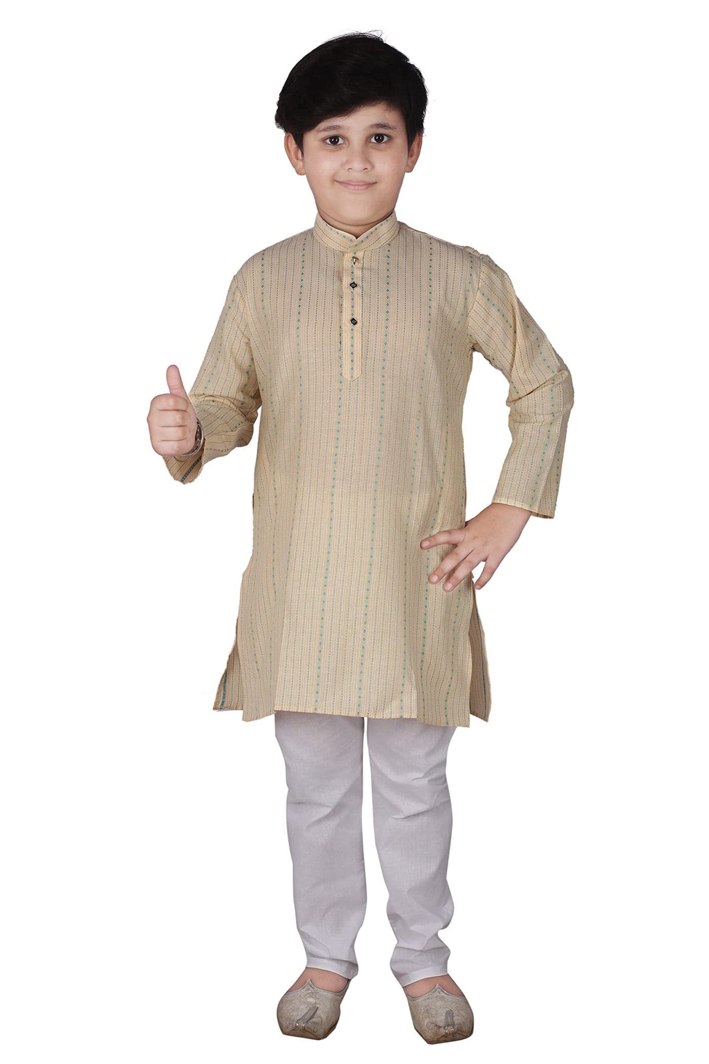 Pro-Ethic Style Developer Cotton Solid Kids Kurta Pyjama For Boys | Kurta Paijama Set, (S-145) (Beige, 4-5 Years)