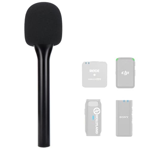 SUNMON Handheld Mic Stand for DJI Mic, Holder for Rode Wireless GO 2, Microphone Interview Handheld for DJI Mic 2, Rode Wireless Pro, Synco G1/A2, Movo and More