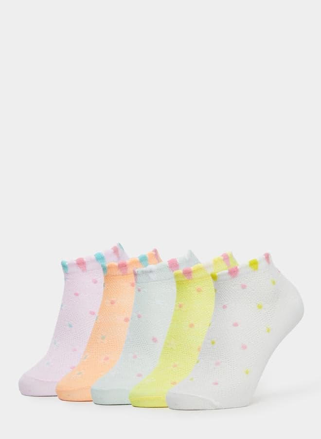 Pack of 5 - Girls Multi-Color Ankle Socks