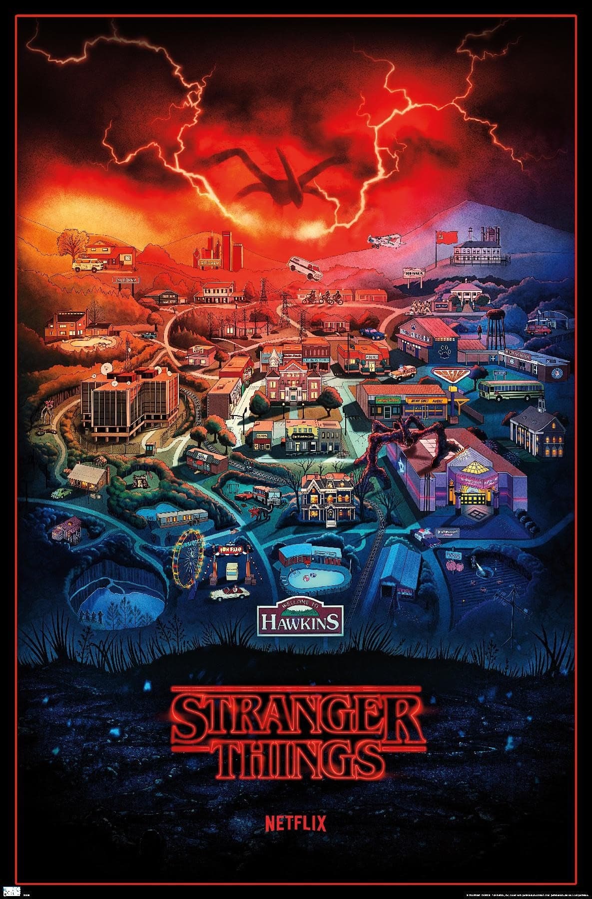 Trends International Netflix Stranger Things Season 4 Hawkins Indiana Wall Poster 22375 x 34 Premium Unframed Version