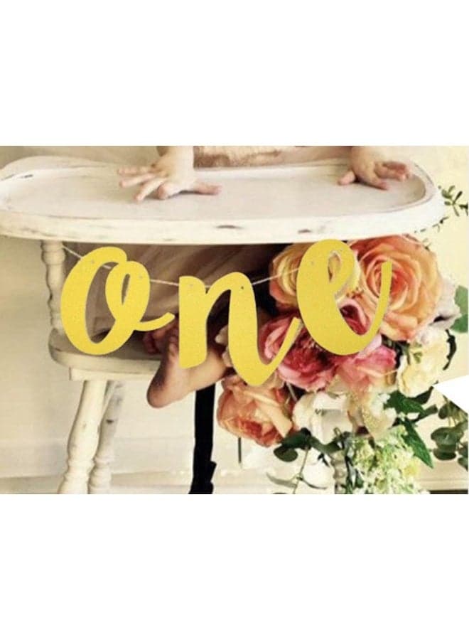 Glitter Gold 1st Birthday Highchair Banner Boy Girl Baby Birthday ONE Banner One High Chair Sign Baby First Birthday One Photo Prop Party Decorations