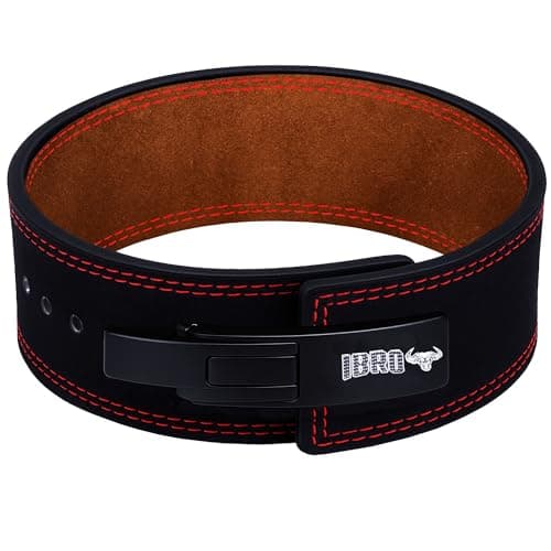 IBRO Powerlifting Lever Gym Belt, Power 10MM Extreme Heavy Duty Genuine Leather Belts - Squats Deadlifts Bodybuilding Weight Lifting IPF Power Lifting Strongman for Men BlackTan M