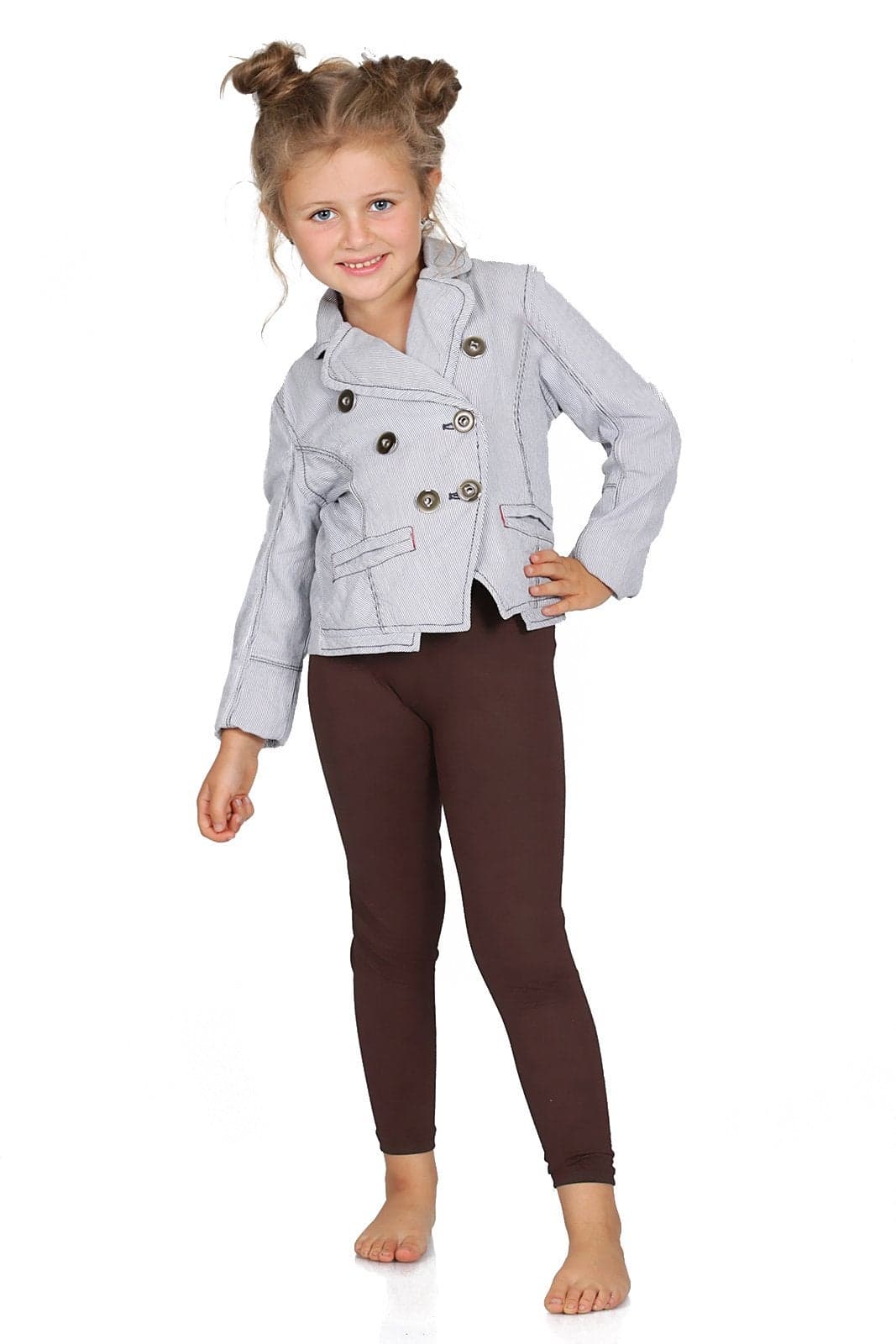 hi!mom Girls Cotton Leggings Kids Pants Plain Full Length Children Trousers Age 2-13 Brown