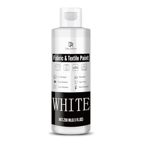 White Fabric Paint - 8.5 oz Permanent, Non-Toxic Textile Paint for Clothes, DIY Fabric Painting on T-shirts, Shoes, Leather, Jeans, Bags, Canvas