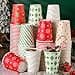 Funtery 120 Set 16 oz Christmas Paper Coffee Cups Disposable Hot Cocoa Drinkware Party Supplies for Coffee Tea Beverage 6 Styles