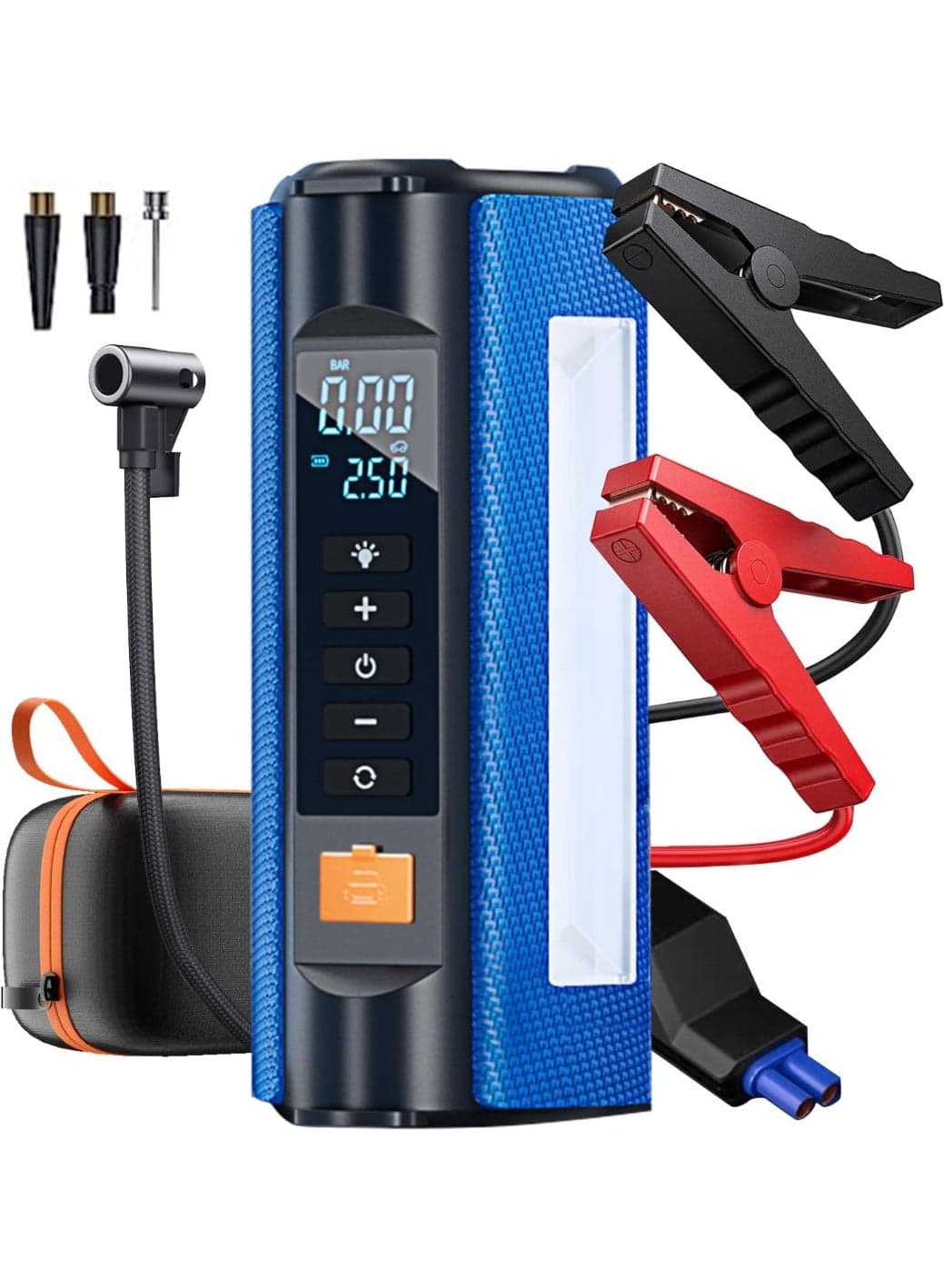 Jump Starter with air Compressor,4 in 1 Jump Starter air Compressor 150PSI 3000A Output Current 10000mAh, Blue