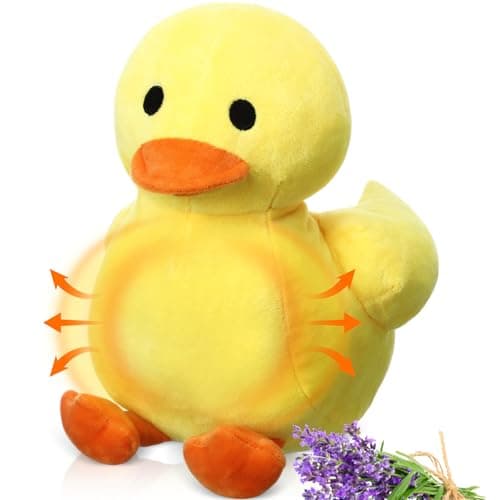 Realspring Microwavable Weighted Stuffed Animal for Kids Lavender Scented Cute Plush Heatable Coolable Plushie for Winter Gift Adults Soothing Warmth Comfort Heating PadDuck