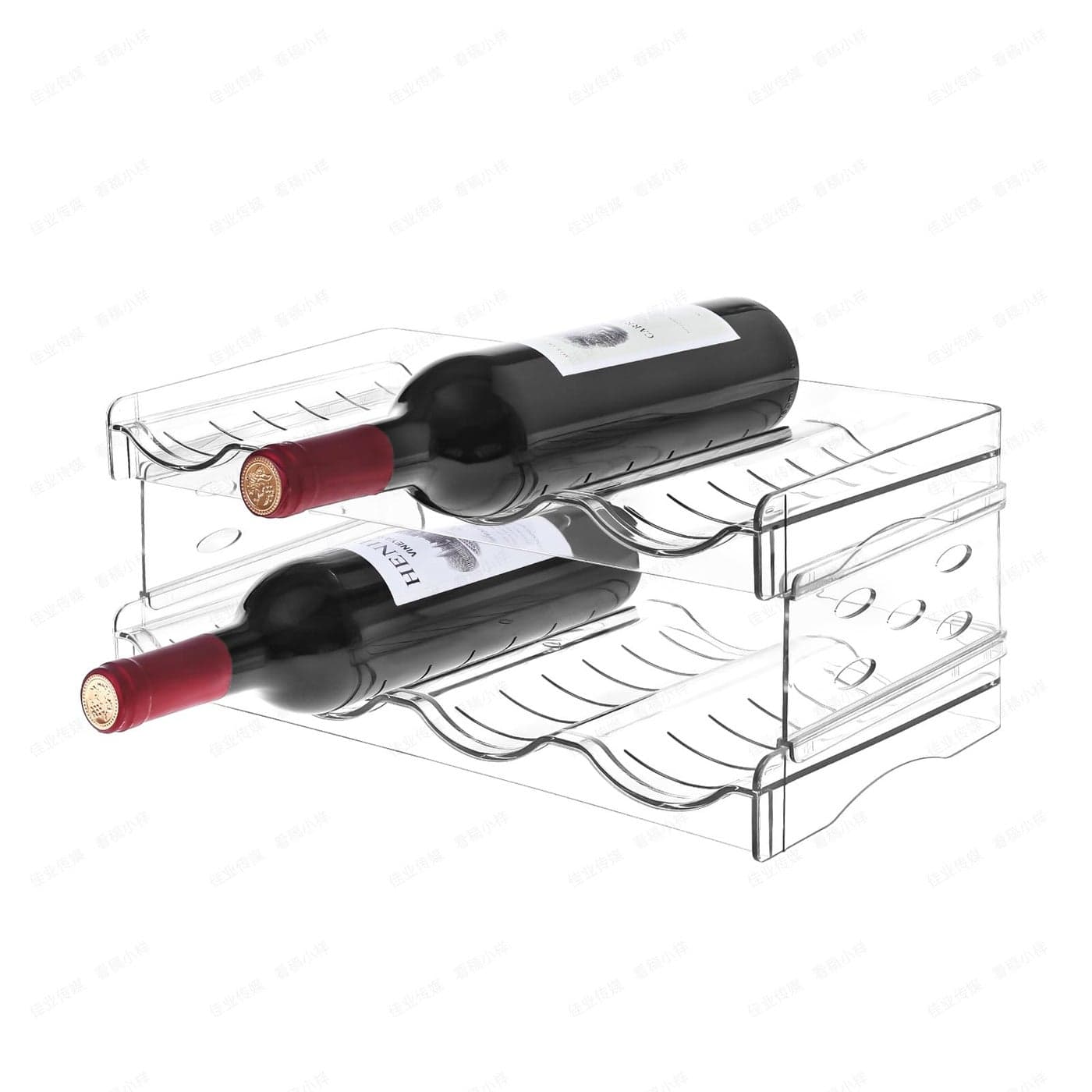 YENXIKU Wine Rack for Countertop Fridge Inside Cabinet 2 Tier Plastic Tabletop Wine Bottle Holder Water Bottle Organizer for Refrigerator Pantry Hold 8 Bottles
