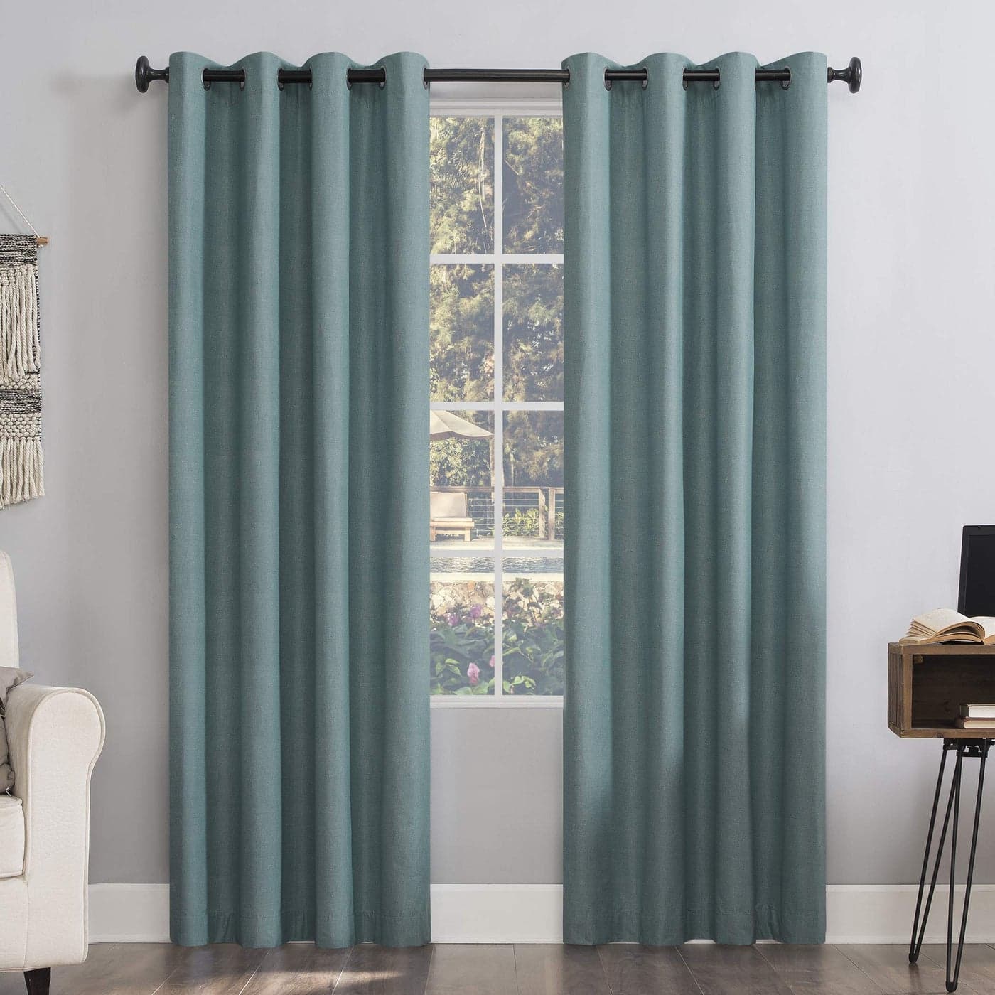 Sun Zero Columbia 2Pack Thermal Energy Saving 100 Blackout Grommet Curtain Panel Pair 50 x 84 Misty Blue