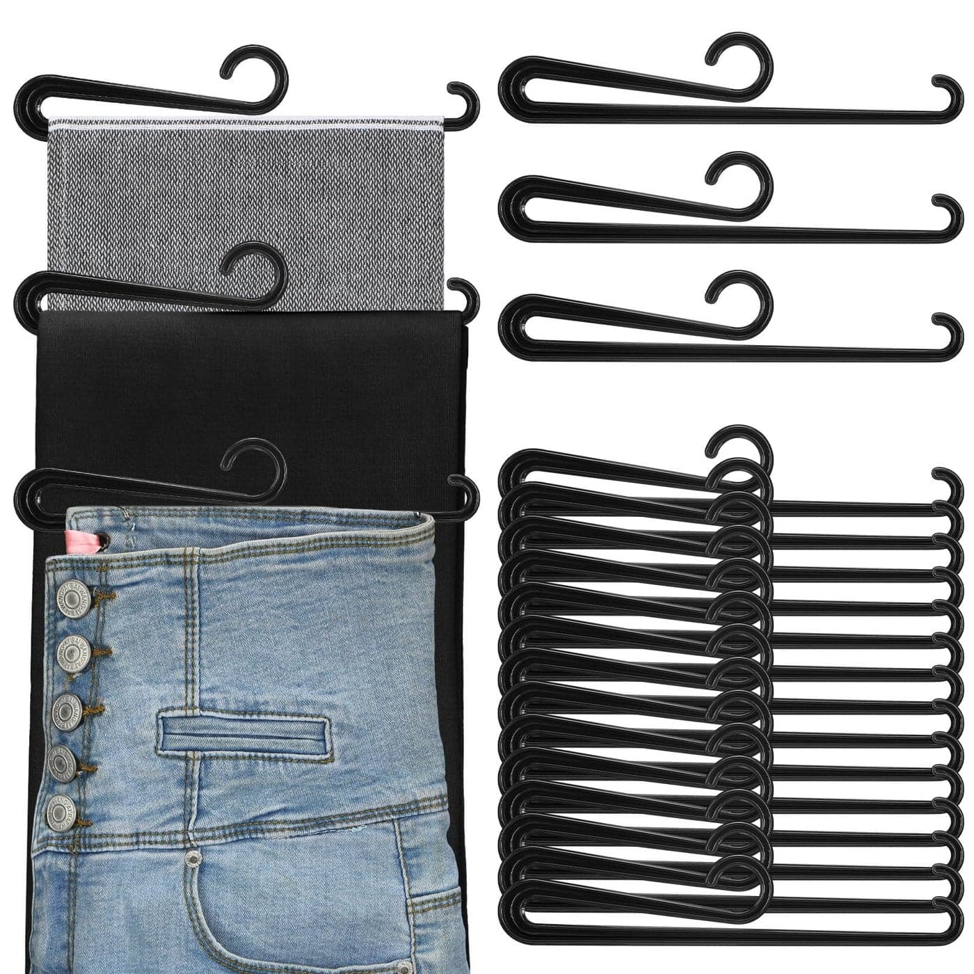 DoubleFill 100 Pcs Plastic Scarf Hanger with Curved Bar 79 Scarf Display Hooks Hangers Retail Scarf Hanger Black Short Neck Hangers for Boutiques Shops and Vendor Shows Scarf Tights Leggings