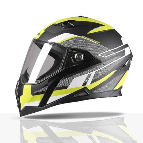 TVS Racing Anti Matter Full Face Helmet for Bike & Motorcycle Riders-DOT & ISI Certified-Lightweight ABS Shell, UV Resistant-Ventilated Comfort Liner, Quick-Release Visor & Chin Strap (Neon/L)