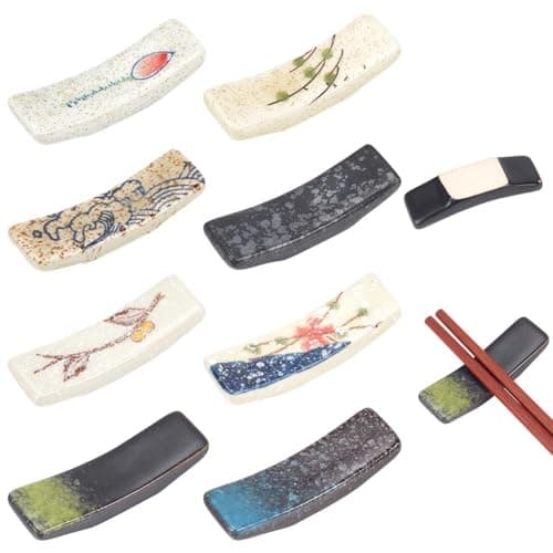 beinkmake 8Pcs Japanese Style Chopstick Rest Ceramic Chopstick Holder for Dinner Spoons Forks Paint Brushes Table Decoration