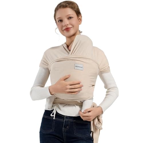 MISSWISDOM Baby Wraps Carrier Baby Carrier Wrap Newborn Sling 735lbs Baby Wearing Wrap Newborn Wrap Carrier Baby Sling Carriers for Newborn and Infant Beige