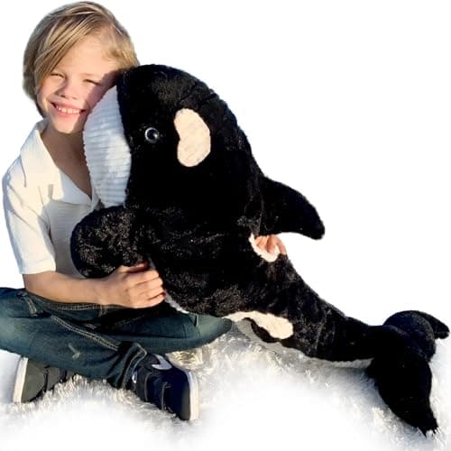 Tezituor 31inch Orca Stuffed Animal Soft Stuffed Orca Plush Toy Cuddly Killer Whale Stuffed Animal Blackfish Sea Animal Gift for Kids Boys Girls on Birthday Christmas