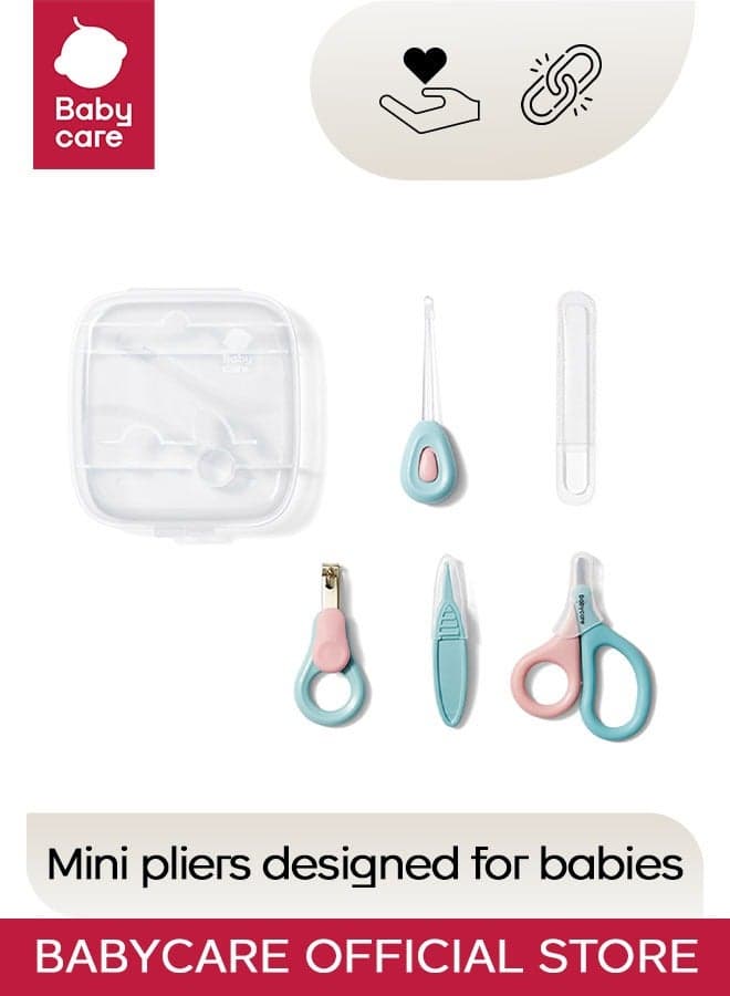 Babycare - 5-in-1 Baby Grooming Set, Tranquillity, BPA-Free, Baby Nail Clippers, Safe Baby Scissors, Gentle Grooming Tools, Non-Toxic, Portable, Travel-Friendly, Infant Grooming Kit, Ideal for Newborns