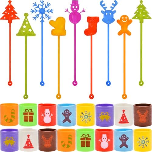 Howzcci 48 Pack Christmas Party Favors Toys 24 PCS Sticky Hands Toy with 24 PCS Mini Coil Springs Toys for Kids Girls Boys Christmas Stocking Stuffers Party Favors Gifts