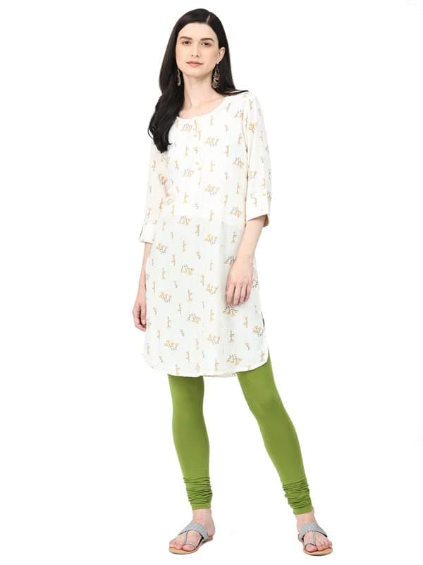 Robinbosky Premium Cotton Lycra Green Churidar Leggings (XXL, Woodbine)