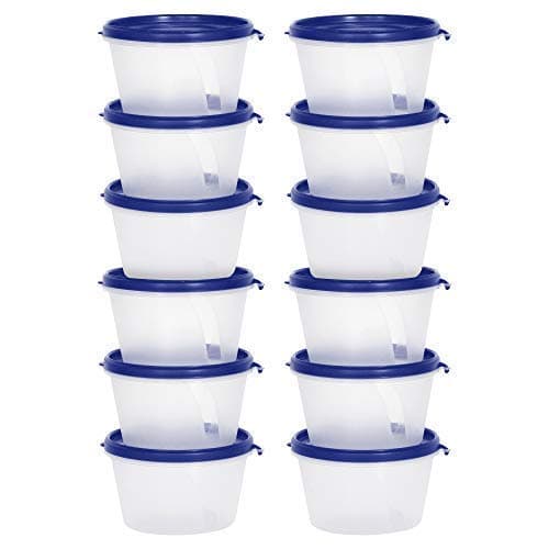 SIMPARTE 750ml Nesterware Round Plastic Container Set of 12 BPA-Free Leak-Proof Stackable Nestable Reusable Food Storage for Kitchen Pantry Fridge Meal Prep and Travel – Dark Blue