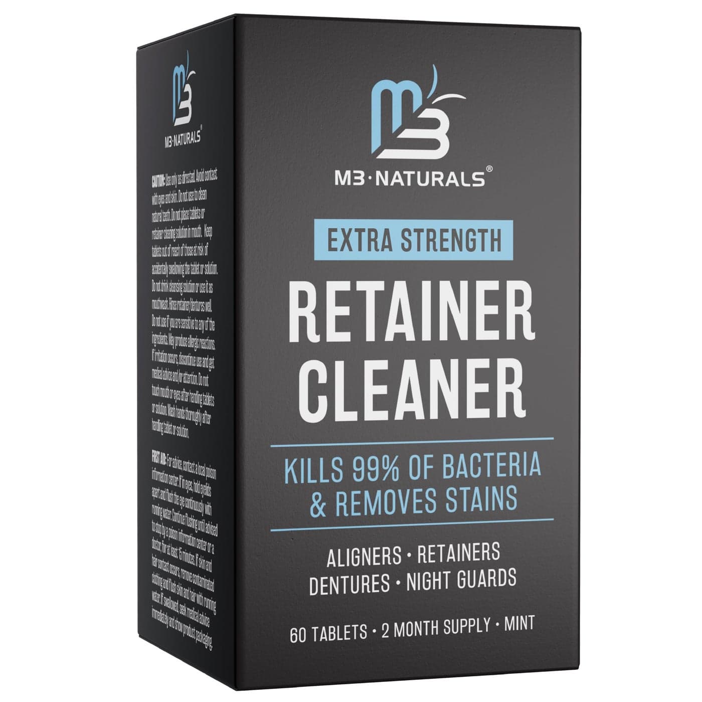 Retainer Cleanser Tablets Cleaner Removes Odors Discoloration Stains and Plaque 2 Month Supply Denture Cleansers Retainers Mouth Guards Denture Bath Mint by M3 Naturals