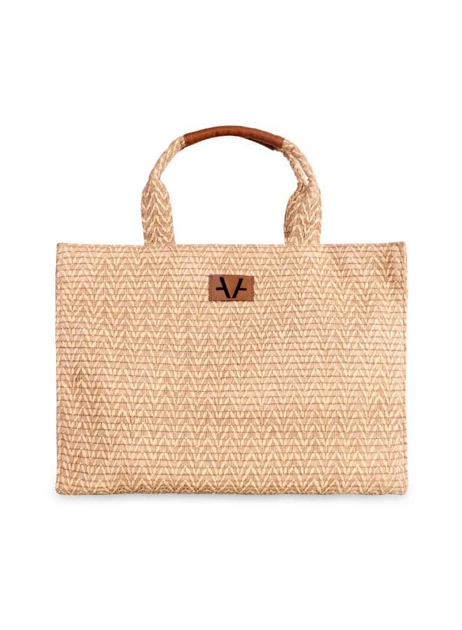 Earthy Mocha Raffia Jute Tote Bag Natural Fiber Eco-Friendly Daily Carry All