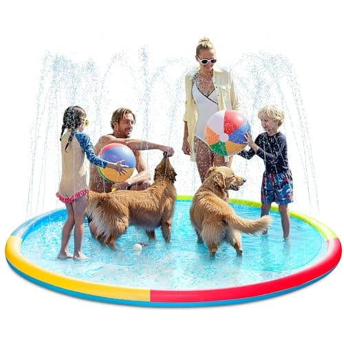 SLOOSH 120 NonSlip Splash Pad Sprinkler Outdoor Water Play Toys Backyard Fountain Mat for Toddlers Kids Dogs Thickened Sprinkler Outside Pool Party Durable for Girls Boys Pets 120in Multicolor