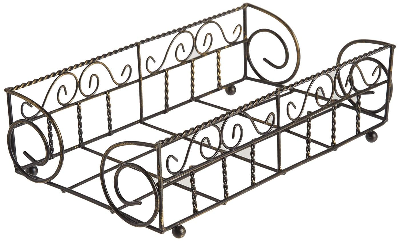 Boston International Garden Gate Design Guest Towel Napkin Holder Caddy Antique Brass