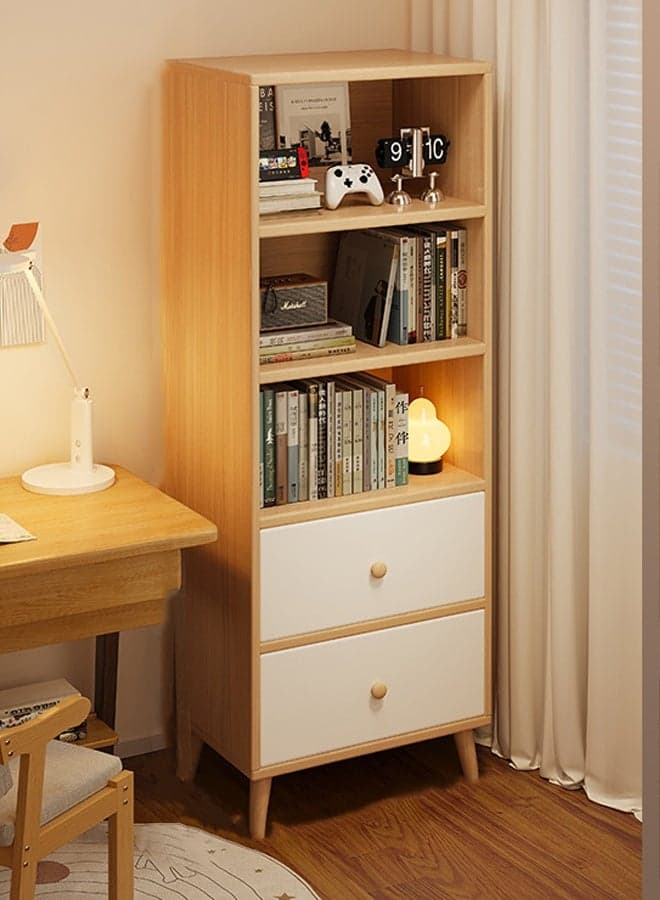 Multi Layer Storage Bookshelf Rack Stylish Living Room Home Storage & Display Cabinet 40cm Beige Color