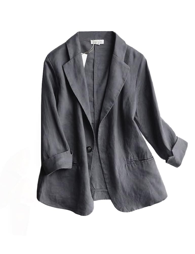 Blazers for Women Business Casual Outfits for Women 2025 Work Clothes Spring Summer Corporate Professional Interview Outfits 34 Length Sleeve Tops Grey M