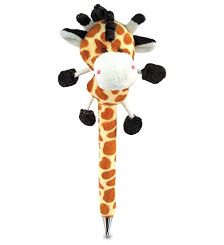 DolliBu Brown Giraffe Plush Pen Cute Soft Wild Life Stuffed Animal Ballpoint Novelty Pen Toy Writing Pen Instrument for Cool Stationery School Office