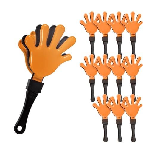 Windy City Novelties 12Pack 7 Mini Hand Clappers Loud Plastic Noisemakers for Sports Games Pep Rallies Tailgates and Team Spirit Events OrangeBlack
