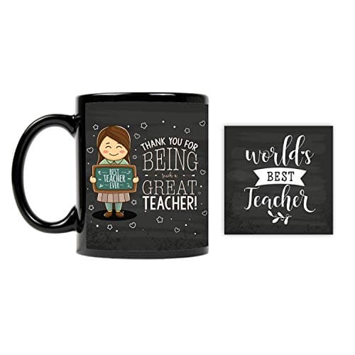 YaYa Cafe™ Teachers Day Gifts, Thank You Great Teacher Hamper Set of 2- Printed Mug, Coaster