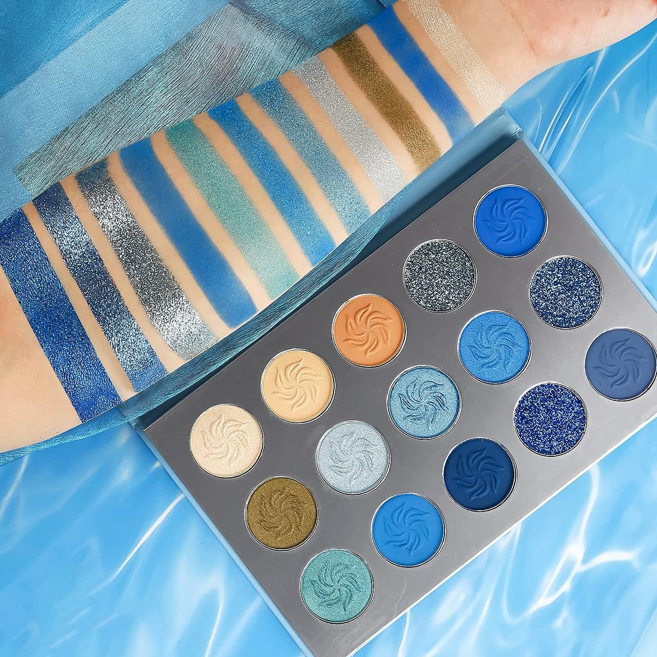 Eyeshadow Palette Blue Matte Shimmer Makeup Afflano High Pigment Long Lasting Pallet Eye Shadow Pressed Glitter Silver Dark Grey Nude Smoky Metallic Vegan Eyeshadows for Girl Women