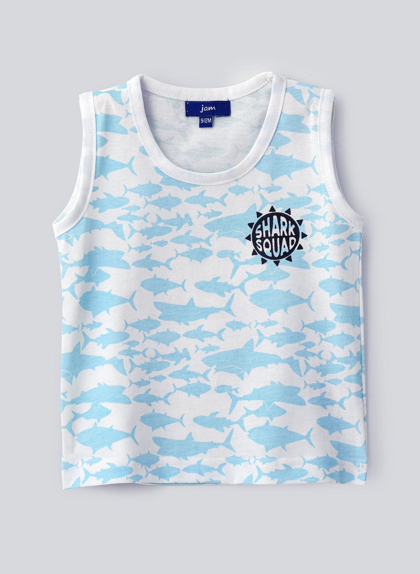 Boys' Blue Shark Pattern Cotton Tank Top